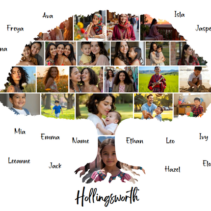 Family Tree Photo Collage Canva Template – Editable Ancestry Keepsake