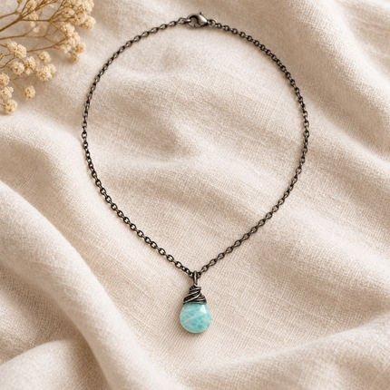 Amazonite Necklace in Oxidized Sterling Silver – One of a Kind