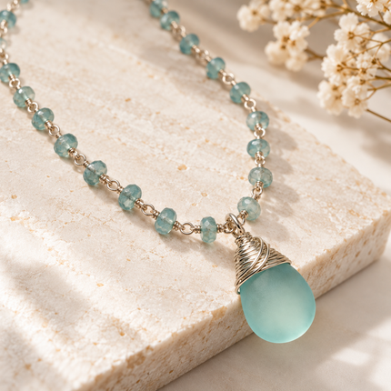 Blue Chalcedony & Apatite Necklace – Sterling Silver