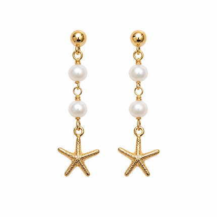 Gold Filled Starfish & Freshwater Pearl Drop Earrings | OOAK