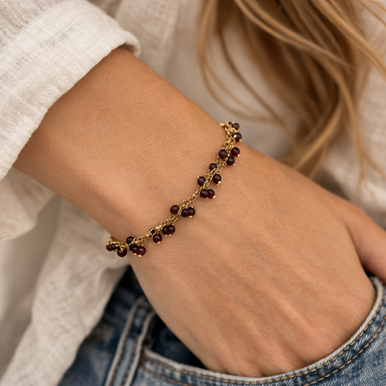 Garnet Gemstone Cluster Bracelet