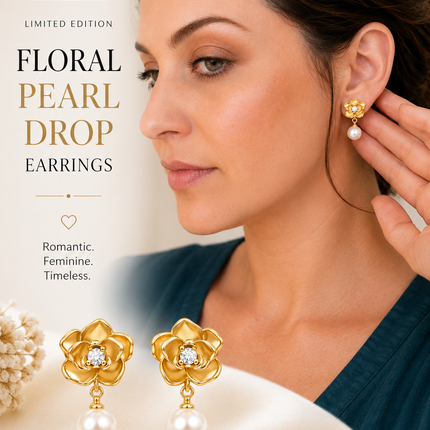 Limited Edition Floral Pearl Drop Earrings