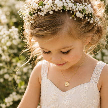 Flower Girl Initial Necklace – Personalized 14k Gold Filled Necklace for Girls