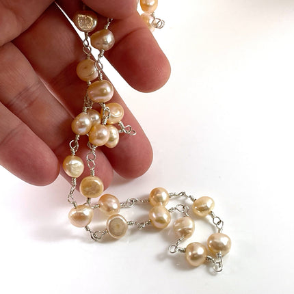 Ivory Freshwater Pearl Wire Wrapped Necklace