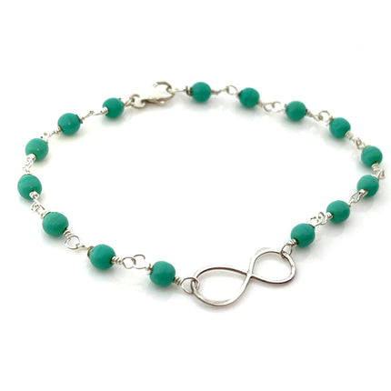 Infinity Charm Recycled Glass Wire Wrapped Bracelet
