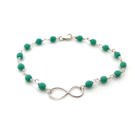 Infinity Charm Recycled Glass Wire Wrapped Bracelet