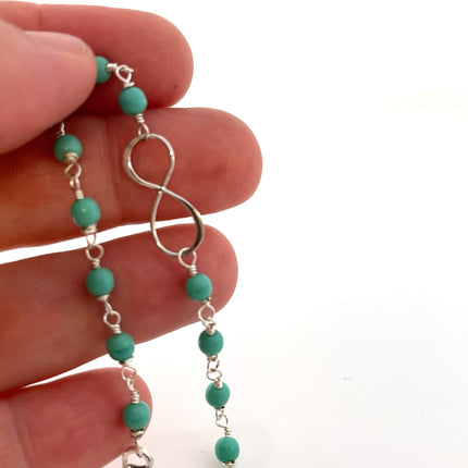 Infinity Charm Recycled Glass Wire Wrapped Bracelet