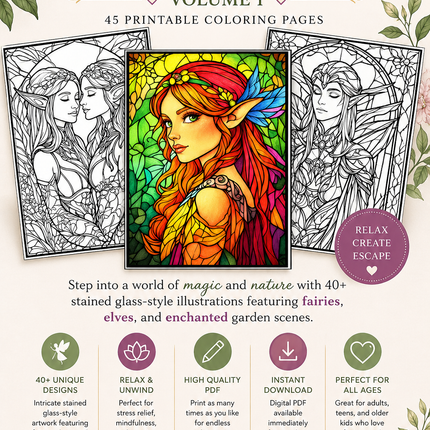 Garden Spirits: Stained Glass Fairies & Elves – Volume 1