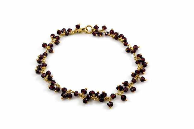 Garnet Gemstone Cluster Bracelet