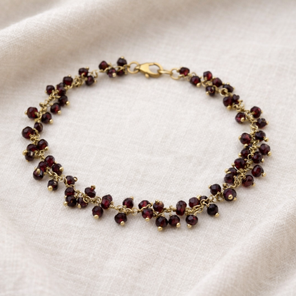 Garnet Gemstone Cluster Bracelet