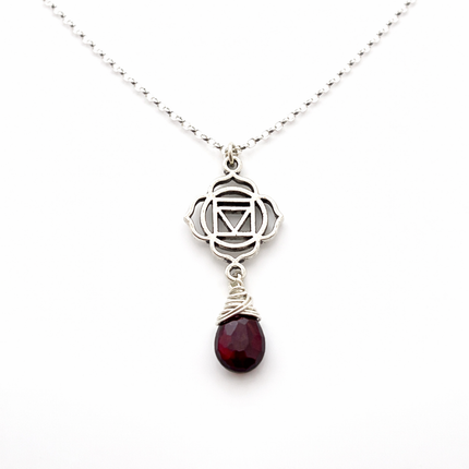 Garnet Root Chakra Necklace – Sterling Silver Chakra Pendant