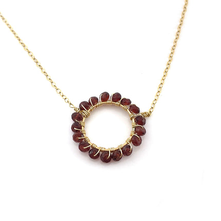 Garnet Halo Necklace