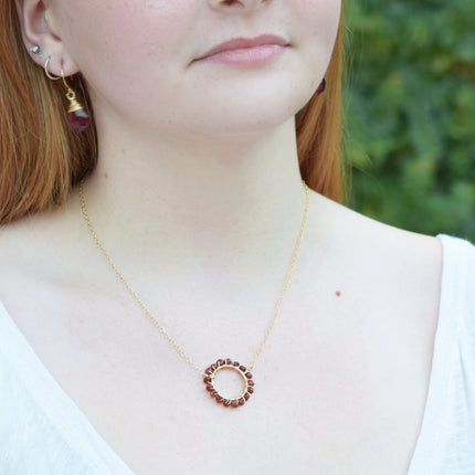 Garnet Halo Necklace