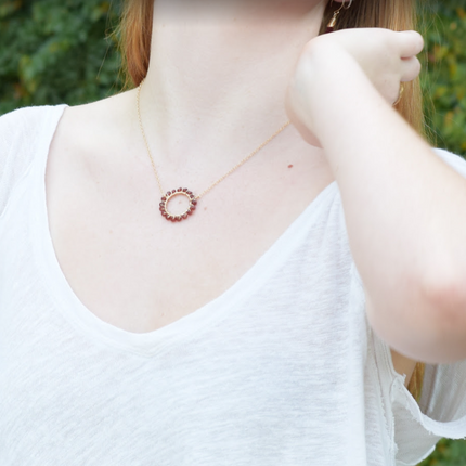Garnet Halo Necklace