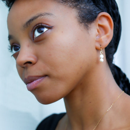 Double Pearl Drop Earrings