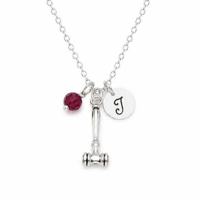 Gavel Charm Necklace – Personalized Sterling Silver Jewelry