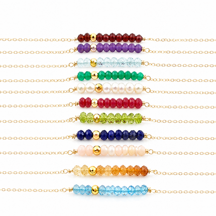 Gemstone Bar Necklace - 14k Gold Fill - Gift for Her