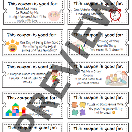 Grandma Coupon Book Printable – Mother’s Day Gift from Kids – Editable Canva Template