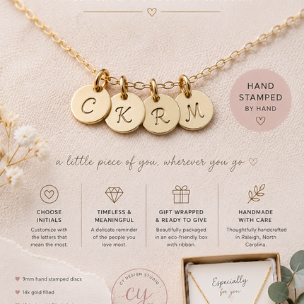 Tiny Gold Initial Necklace - Personalized 14k Gold Filled Jewelry