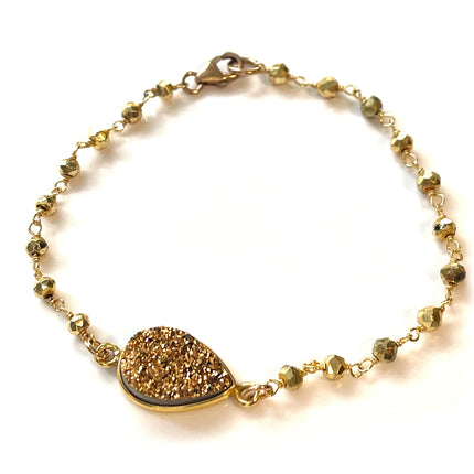 Gold Druzy and Pyrite Bracelet