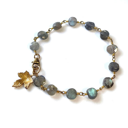 Labradorite Gold Leaf Bracelet