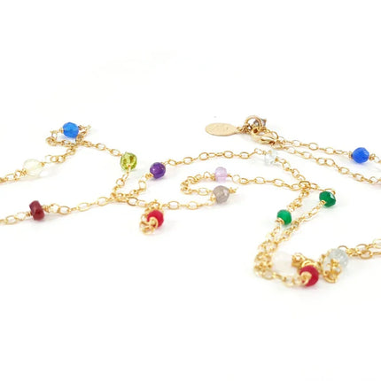 Multi Gemstone Necklace - 14k Gold Fill Wire Wrapped Necklace