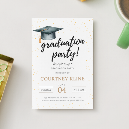 Editable Graduation Party Invitation – Canva Template