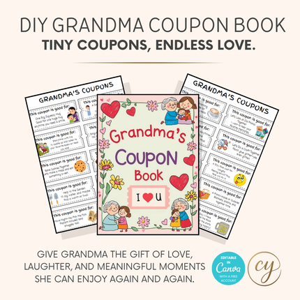 Grandma Coupon Book Printable – Mother’s Day Gift from Kids – Editable Canva Template