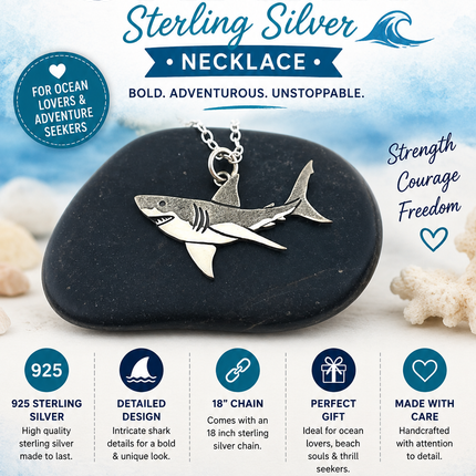 Great White Shark Sterling Silver Necklace