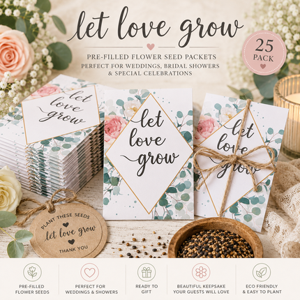 Let Love Grow Seed Packet Favors – 25 Pack