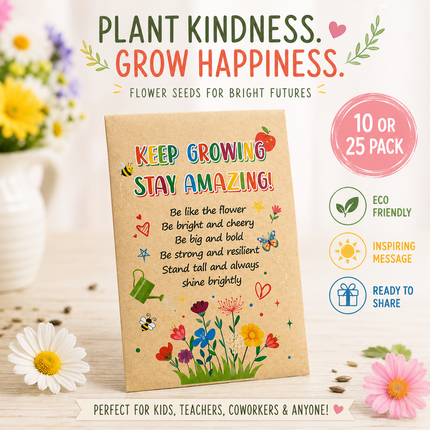 Keep Growing, Stay Amazing! Seed Packet Favors (25 Pack)