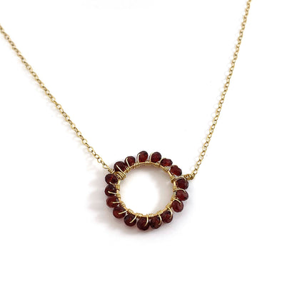 Garnet Halo Necklace