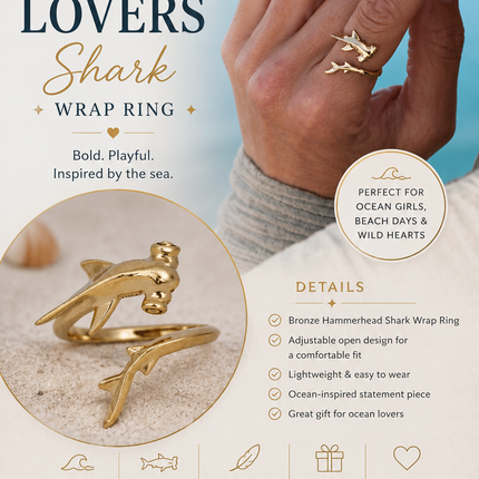 Bronze Hammerhead Shark Wrap Ring