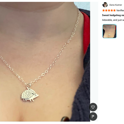 Hedgehog Charm Sterling Silver Necklace