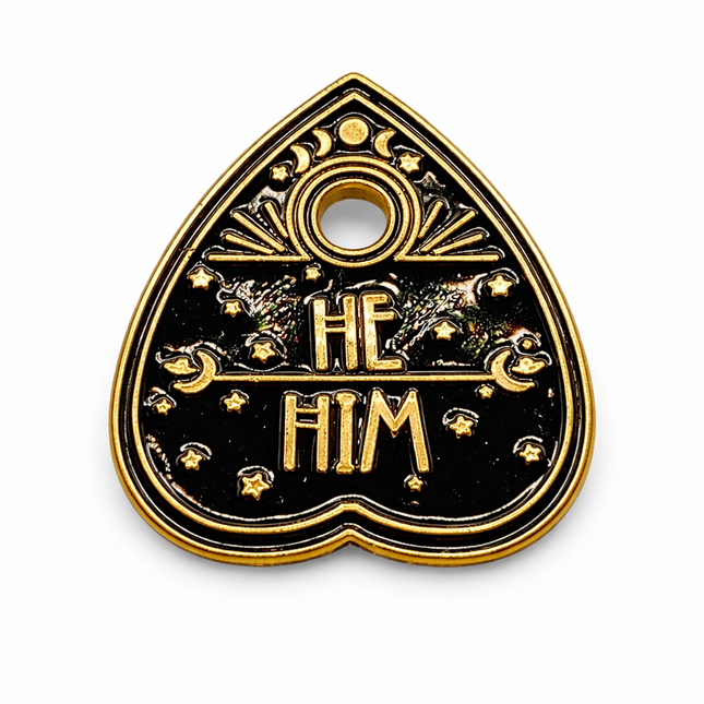 He / Him Ouija Planchette Pronoun Enamel Pin – Spooky Pronoun Pin