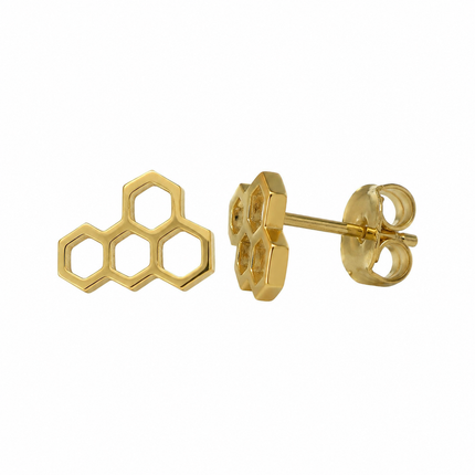 Gold Honeycomb Stud Earrings