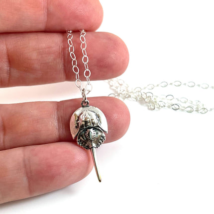 Sterling Silver Horseshoe Crab Charm Necklace