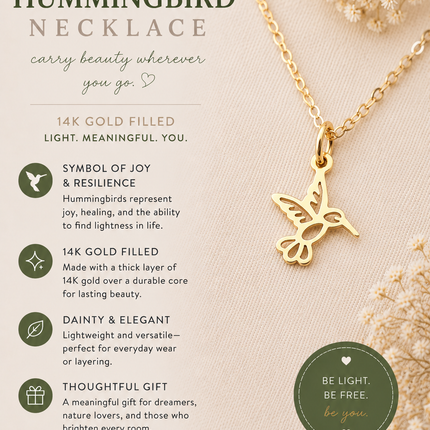 Hummingbird 14k Gold Filled Necklace