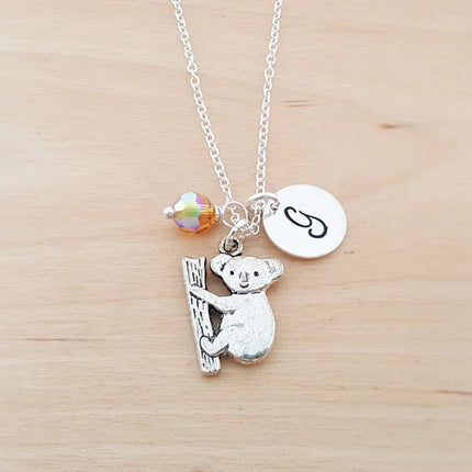 Koala Bear Charm Personalized Sterling Silver Necklace
