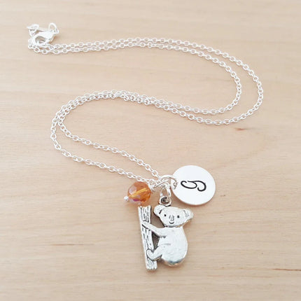 Koala Bear Charm Personalized Sterling Silver Necklace