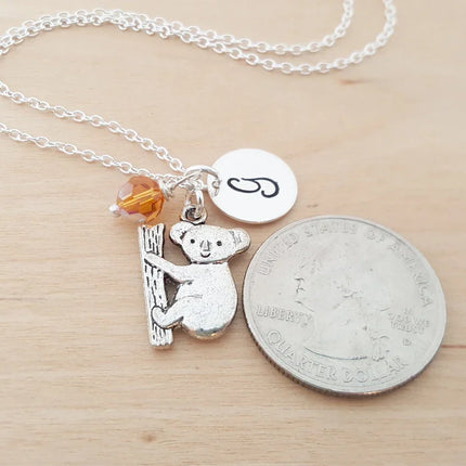 Koala Bear Charm Personalized Sterling Silver Necklace