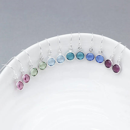 Girls Birthstone Earrings • Swarovski Crystal Drops