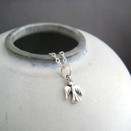 Tiny Angel Necklace – Sterling Silver 3/8" Charm on 18" Chain