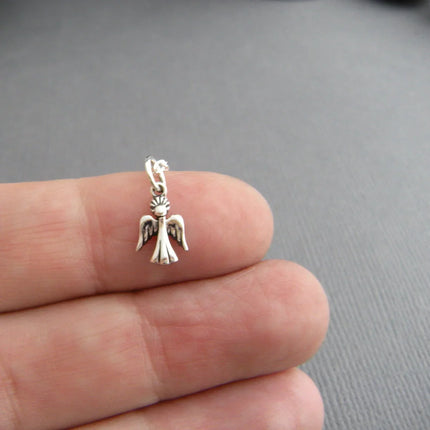 Tiny Angel Necklace – Sterling Silver 3/8" Charm on 18" Chain