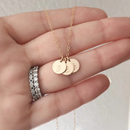 Tiny Gold Initial Disc Necklace – 9mm Charm on 18” Chain