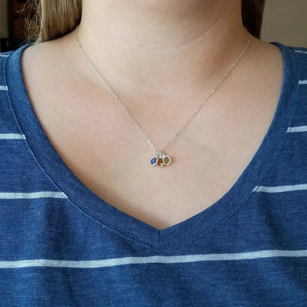 Custom Swarovski Birthstone Necklace – Sterling Silver, 18" Chain