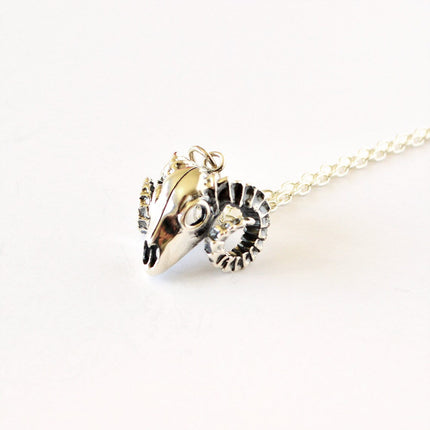 Ram Skull Talisman Necklace – Sterling Silver on 18" Chain