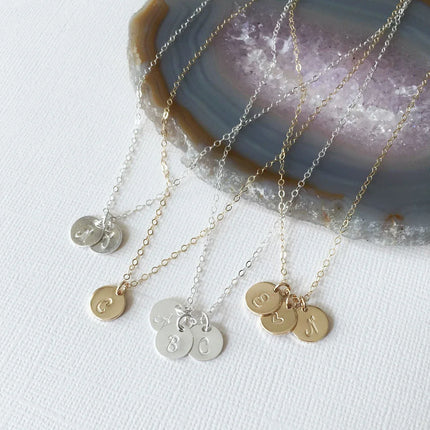 Tiny Gold Initial Disc Necklace – 9mm Charm on 18” Chain