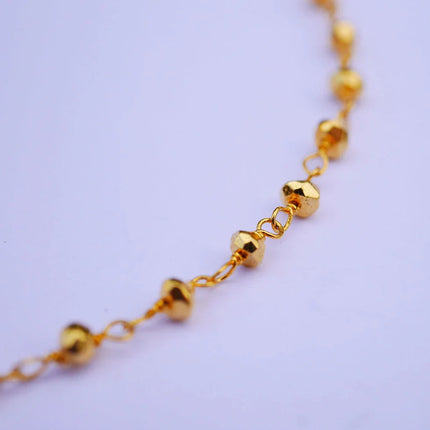 Gold Plated Pyrite Beaded Bracelet – Gold Filled, Adjustable 7–8"