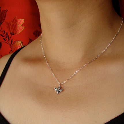 Tiny Sterling Silver Bumblebee Necklace – Simple Everyday Bee Charm Jewelry
